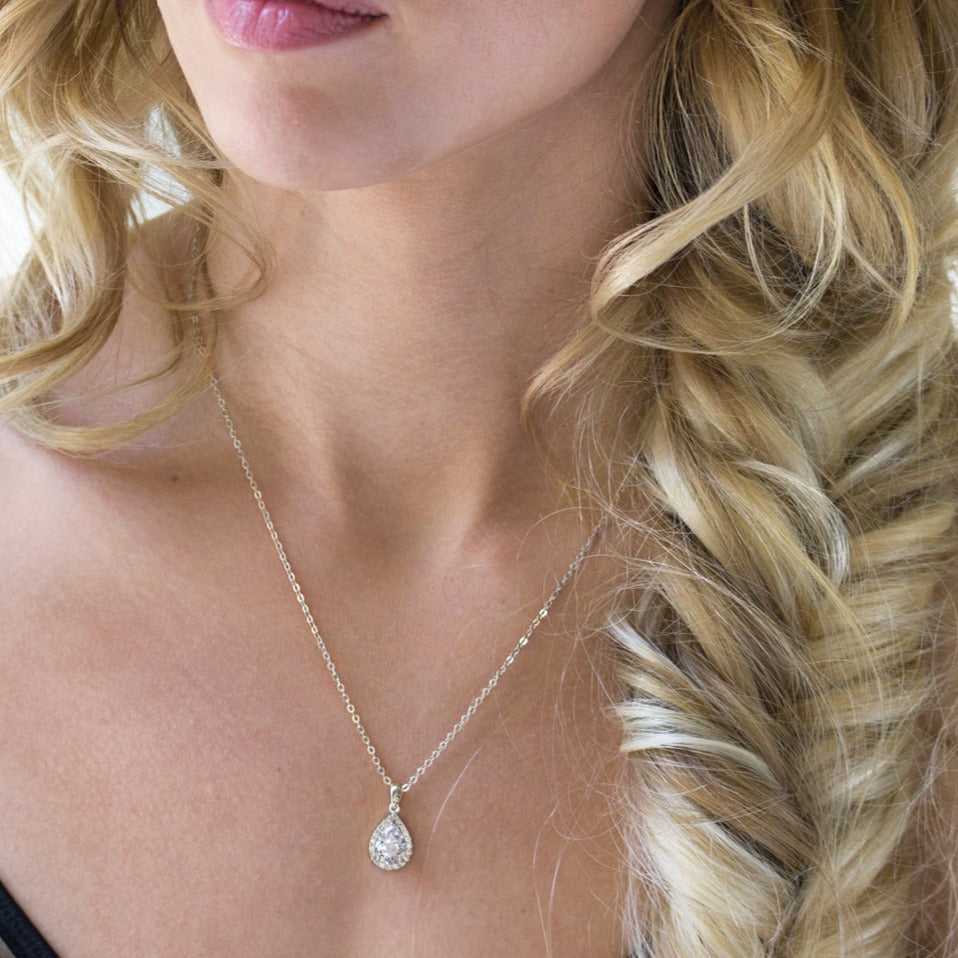 Teardrop Drop 18K White Gold Earrings Jewelry Set | Mix Mix Style [Hot Seller]-Mix MIx Style