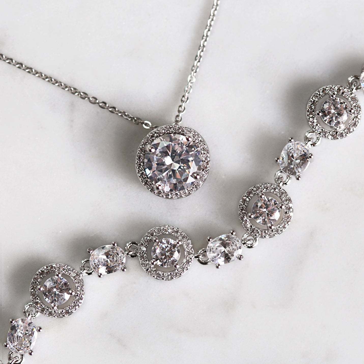 Halo 18K White Gold Tennis Bracelet | Mix Mix Style [Hot Seller]-Mix MIx Style