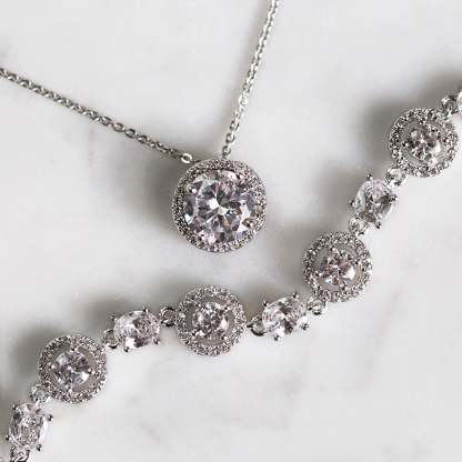 Halo 18K White Gold Tennis Bracelet | Mix Mix Style [Hot Seller]-Mix MIx Style