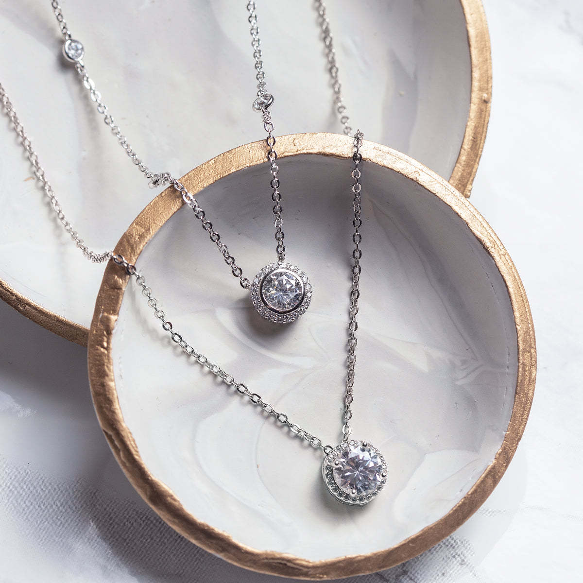 Round Pendant 18K White Gold Necklace | Mix Mix Style [Hot Seller]-Mix MIx Style