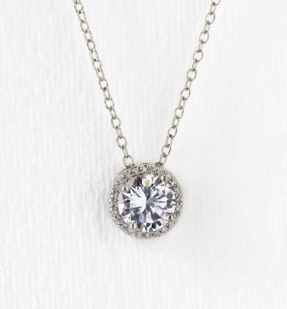 Round Pendant 18K White Gold Necklace | Mix Mix Style [Hot Seller]-Mix MIx Style