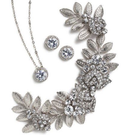 Vintage Leaf Crystal 18K White Gold Hair Comb | Mix Mix Style [Hot Seller]-Mix MIx Style