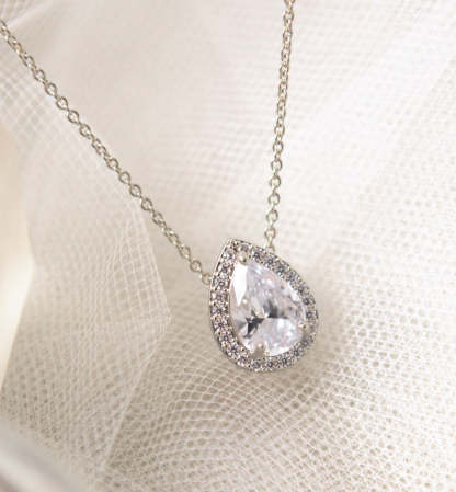 Teardrop 18K White Gold Necklace | Mix Mix Style [Hot Seller]-Mix MIx Style
