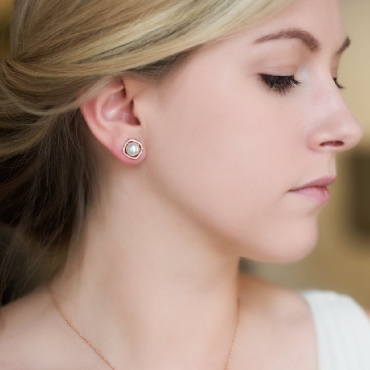 Perla Cushion Halo 18K Rose Gold Plated Stud Earrings | Mix Mix Style [Hot Seller]-Mix MIx Style