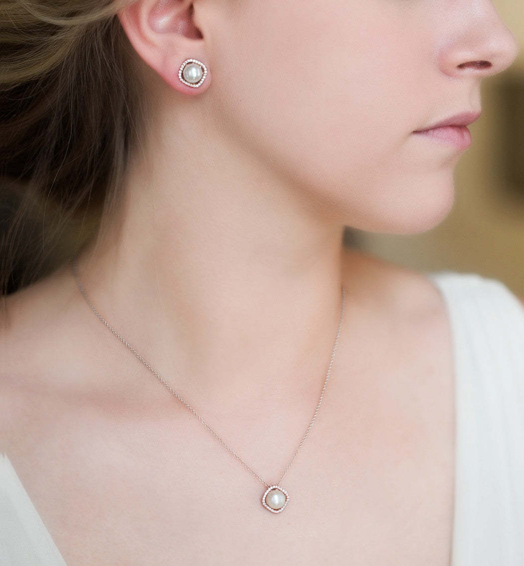 Perla Classic 18K White Gold Jewelry Set | Mix Mix Style [Hot Seller]-Mix MIx Style