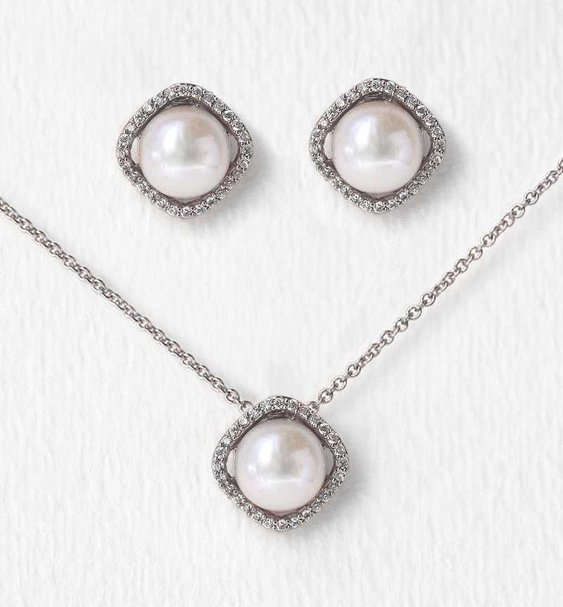 Perla Classic 18K White Gold Jewelry Set | Mix Mix Style [Hot Seller]-Mix MIx Style