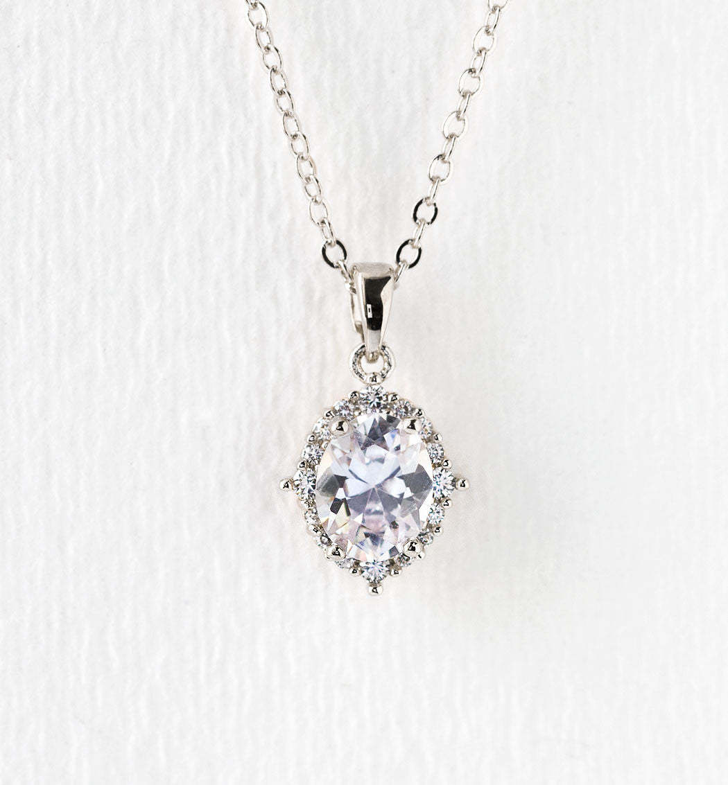 Crystal Pendant 18K White Gold Necklace | Mix Mix Style [Hot Seller]-Mix MIx Style