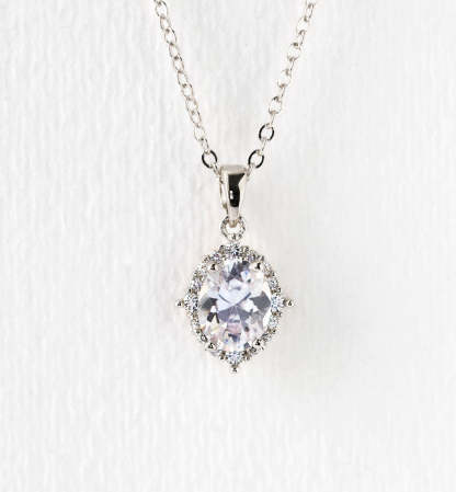 Crystal Pendant 18K White Gold Necklace | Mix Mix Style [Hot Seller]-Mix MIx Style