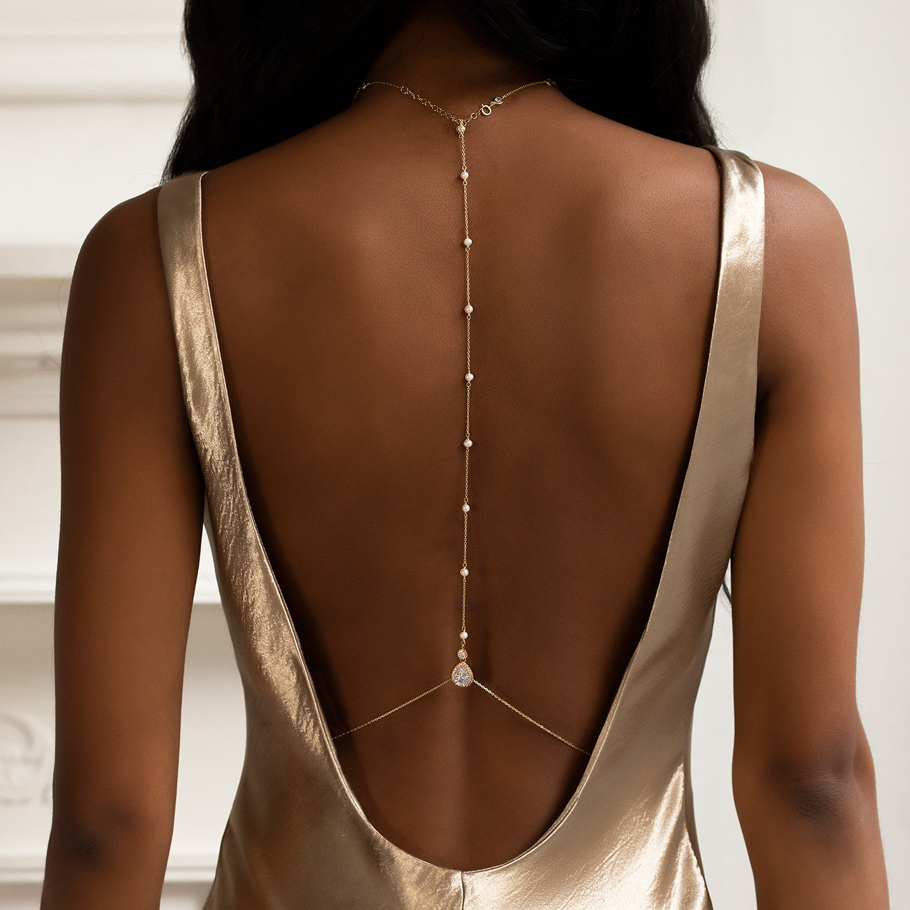 Pearl Gold Plated Teardrop Back Necklace | Mix Mix Style [Hot Seller]-Mix MIx Style