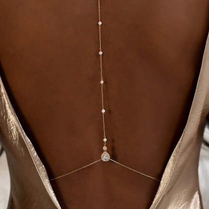 Pearl Gold Plated Teardrop Back Necklace | Mix Mix Style [Hot Seller]-Mix MIx Style