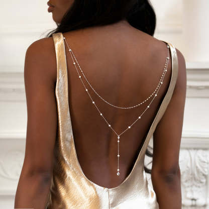 Pearl Y Lariat s925 Sterling Silver Back Necklace | Mix Mix Style [Hot Seller]-Mix MIx Style