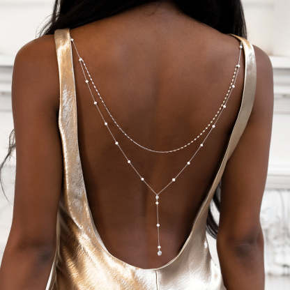 Pearl Y Lariat s925 Sterling Silver Back Necklace | Mix Mix Style [Hot Seller]-Mix MIx Style
