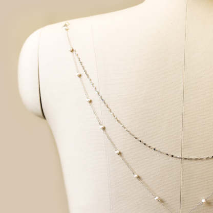 Pearl Y Lariat s925 Sterling Silver Back Necklace | Mix Mix Style [Hot Seller]-Mix MIx Style