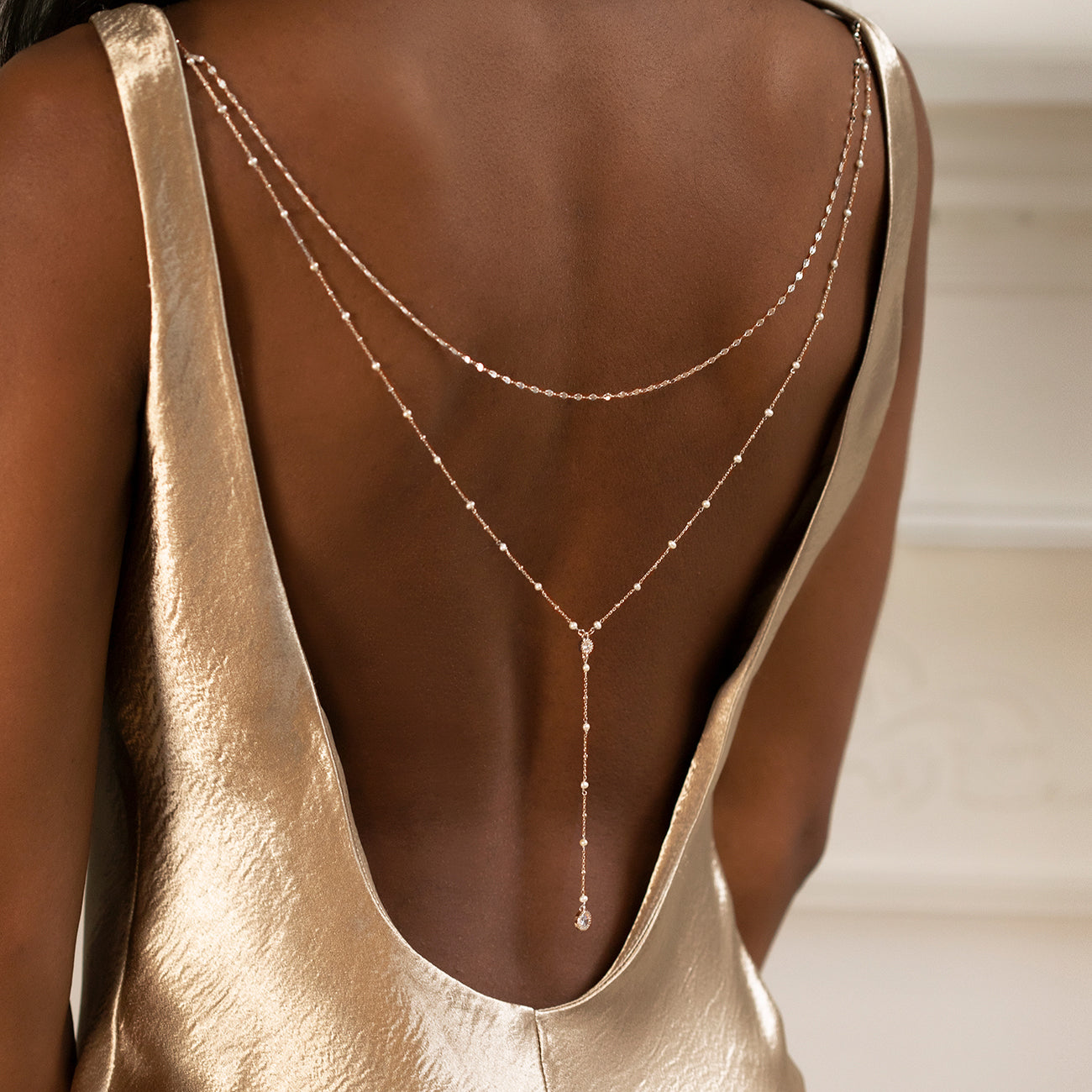 Dainty Akoya Pearl Y Lariat  Back Necklace | Mix Mix Style [Hot Seller]-Mix MIx Style