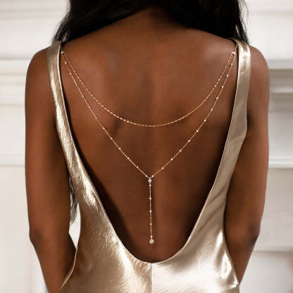 Dainty Akoya Pearl Y Lariat  Back Necklace | Mix Mix Style [Hot Seller]-Mix MIx Style