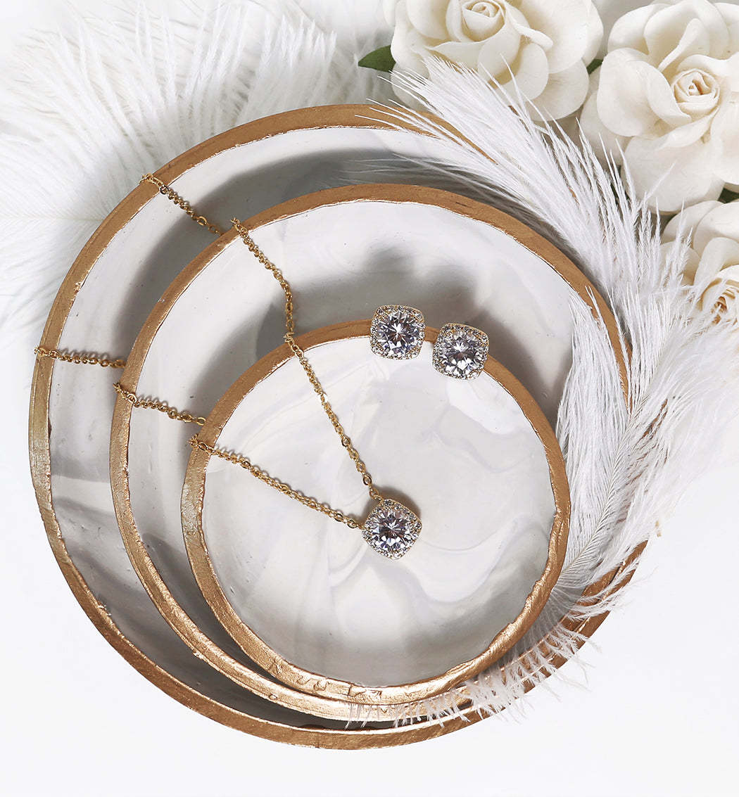 Cushion 18K White Gold Jewelry Set | Mix Mix Style [Hot Seller]-Mix MIx Style