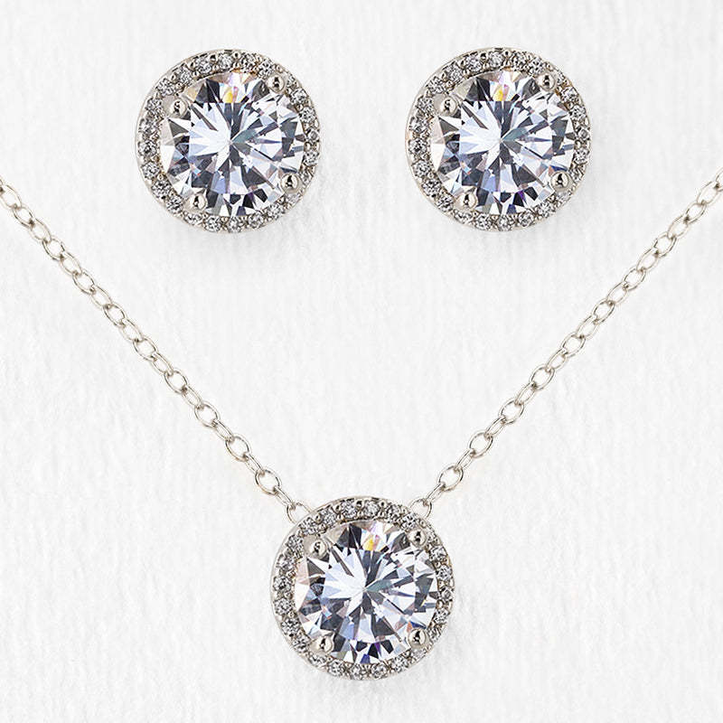 Round Pendant 18K White Gold Necklace | Mix Mix Style [Hot Seller]-Mix MIx Style