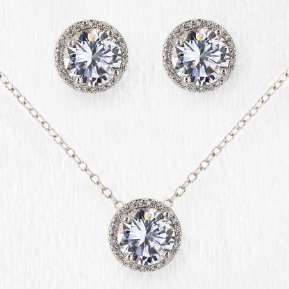 Round Pendant 18K White Gold Necklace | Mix Mix Style [Hot Seller]-Mix MIx Style