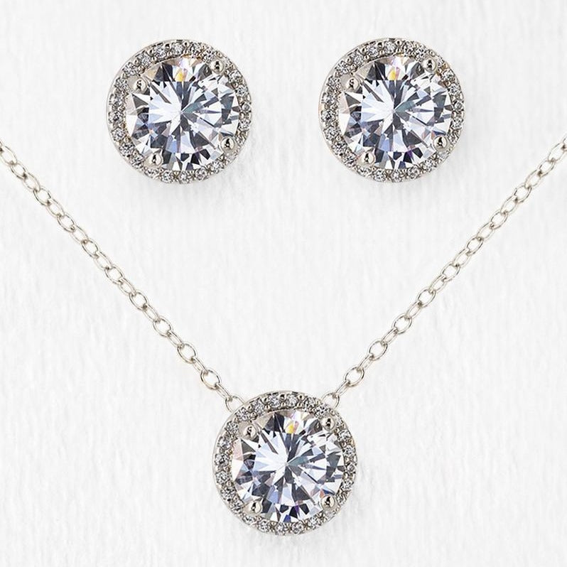 Round Moissanite 18K White Gold Jewelry Set | Mix Mix Style [Hot Seller]-Mix MIx Style