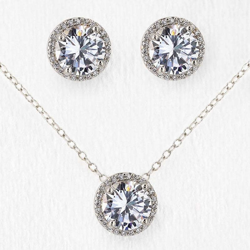 Round Moissanite 18K White Gold Jewelry Set | Mix Mix Style [Hot Seller]-Mix MIx Style