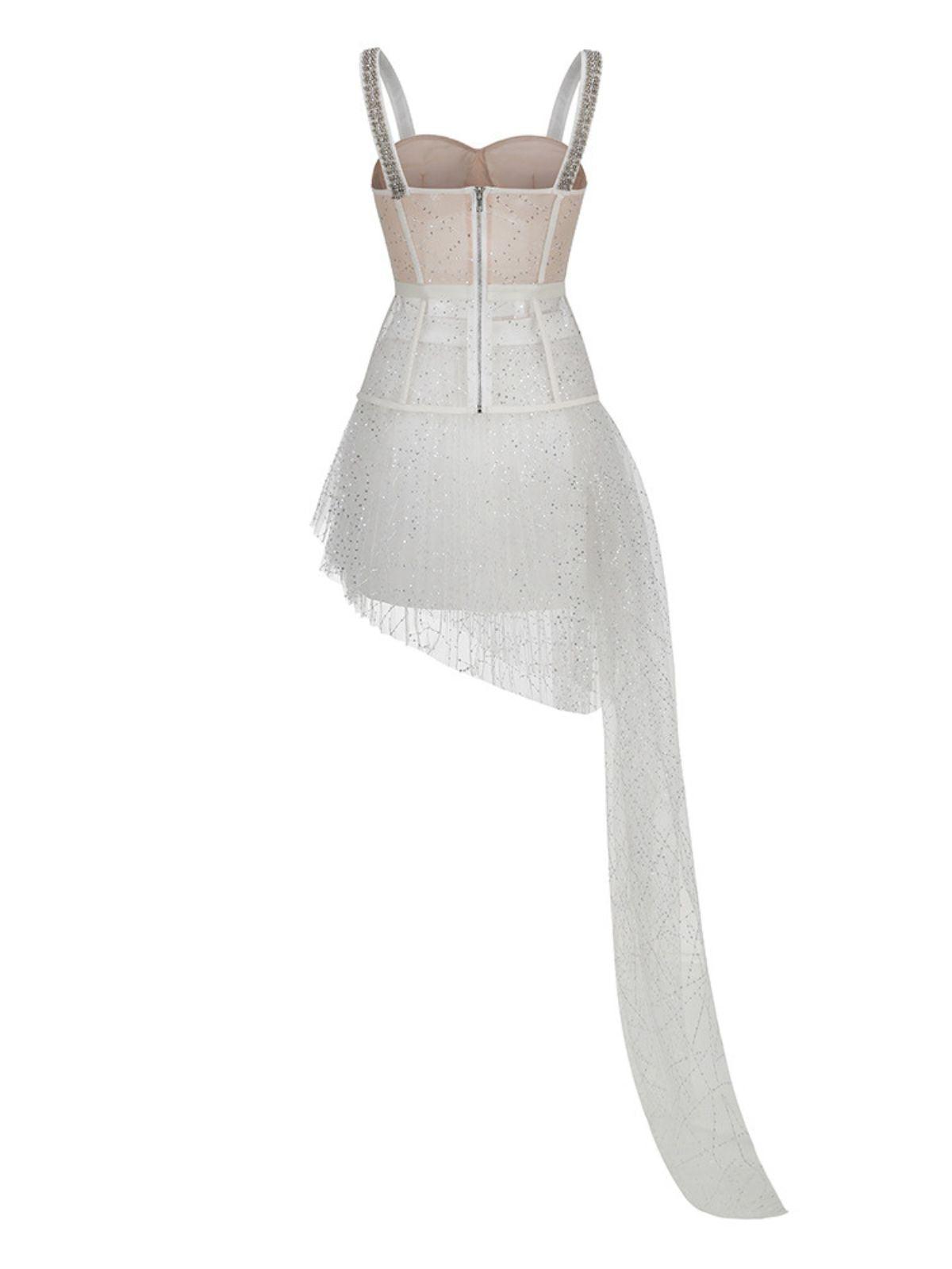 Nancy Corset Sequin Draped Set In White-Mix MIx Style