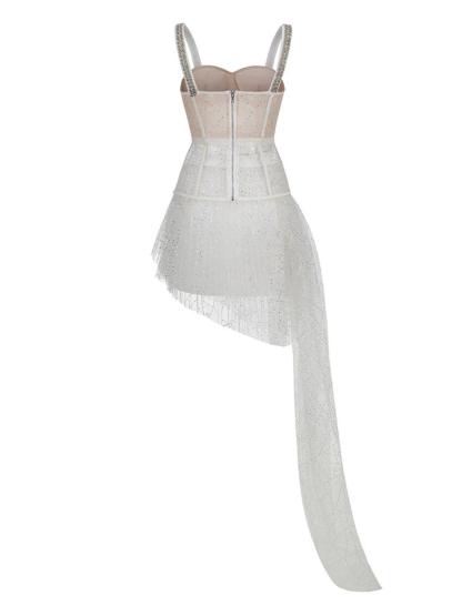 Nancy Corset Sequin Draped Set In White-Mix MIx Style