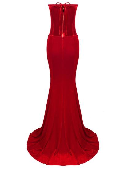 Red Strapless Velvet Maxi Dress | Mix Mix Style [Hot Seller]-Mix MIx Style