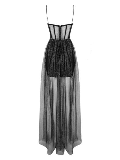 Black Spaghetti Sparkle Maxi Dress | Mix Mix Style [Hot Seller]-Mix MIx Style