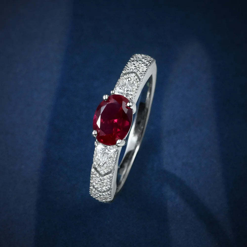 New 925 Silver Egg 5 * 7 Simple 1 Carat Ruby Light Luxury Fine Tail Ring Exquisite Wedding Jewelry-Mix MIx Style