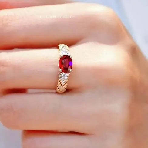 New 925 Silver Egg 5 * 7 Simple 1 Carat Ruby Light Luxury Fine Tail Ring Exquisite Wedding Jewelry-Mix MIx Style