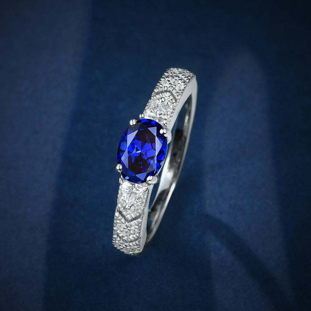 New 925 Silver Egg 5 * 7 Simple 1 Carat Ruby Light Luxury Fine Tail Ring Exquisite Wedding Jewelry-Mix MIx Style