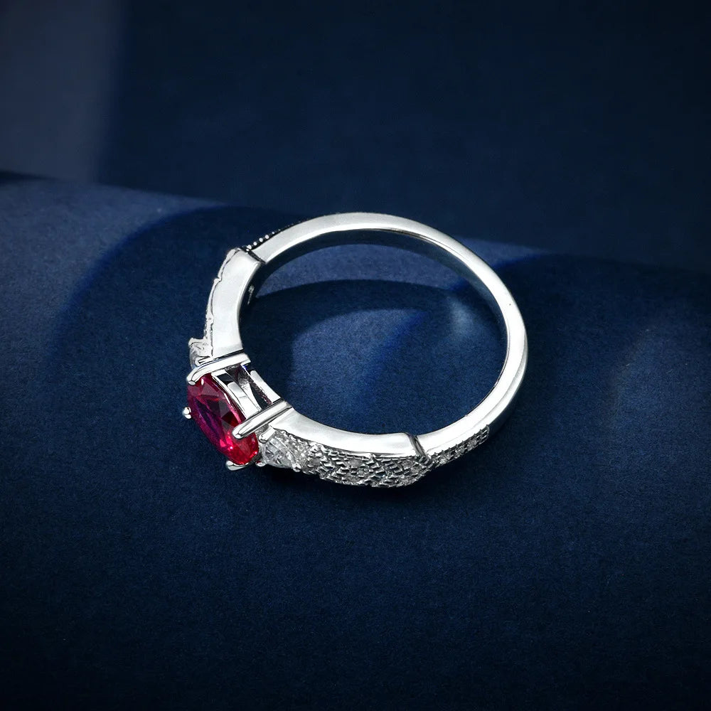 New 925 Silver Egg 5 * 7 Simple 1 Carat Ruby Light Luxury Fine Tail Ring Exquisite Wedding Jewelry-Mix MIx Style