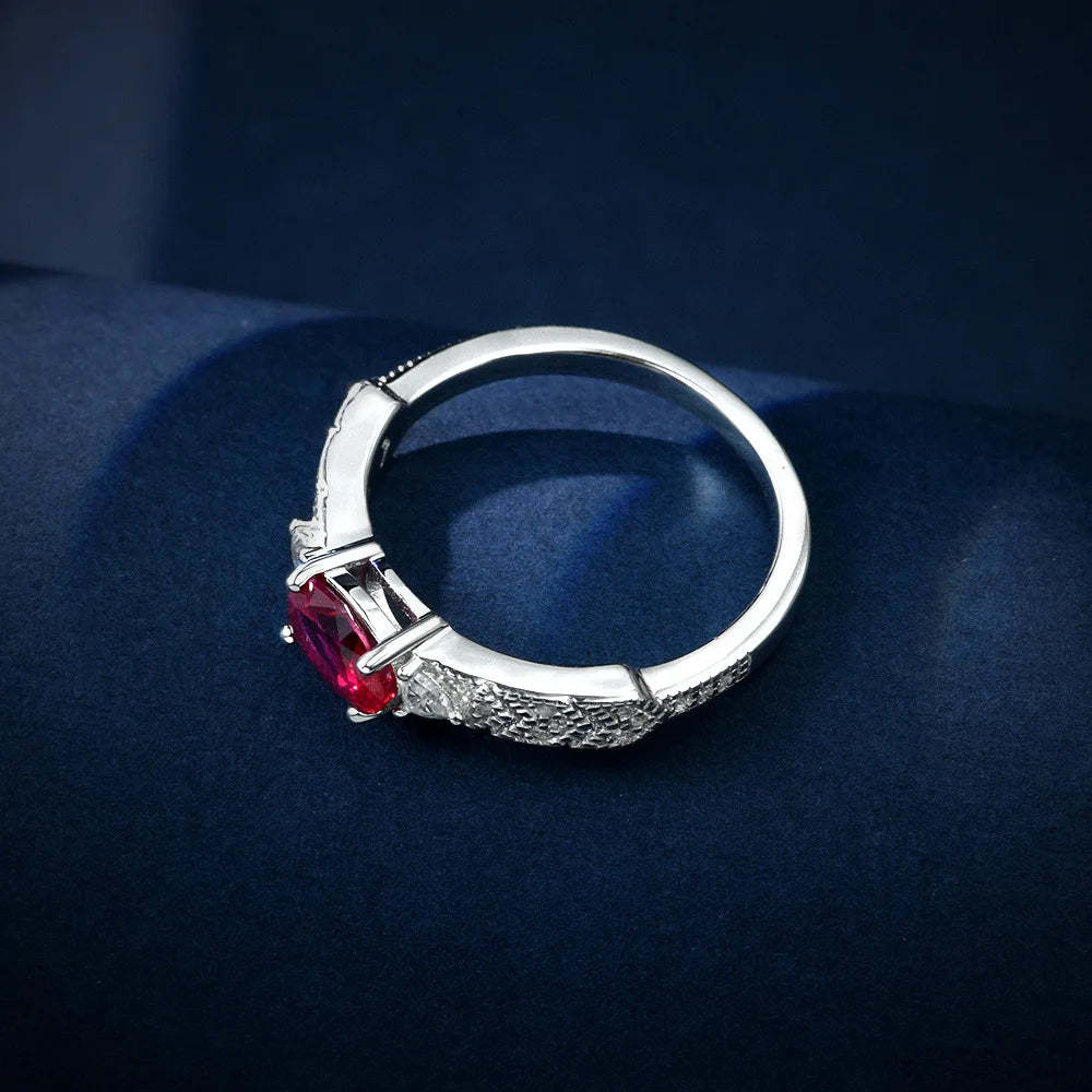 New 925 Silver Egg 5 * 7 Simple 1 Carat Ruby Light Luxury Fine Tail Ring Exquisite Wedding Jewelry-Mix MIx Style
