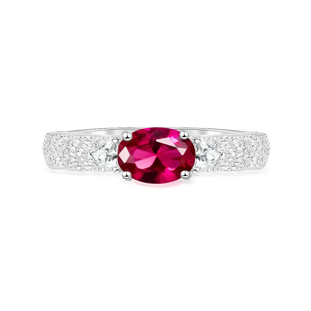 New 925 Silver Egg 5 * 7 Simple 1 Carat Ruby Light Luxury Fine Tail Ring Exquisite Wedding Jewelry-Mix MIx Style