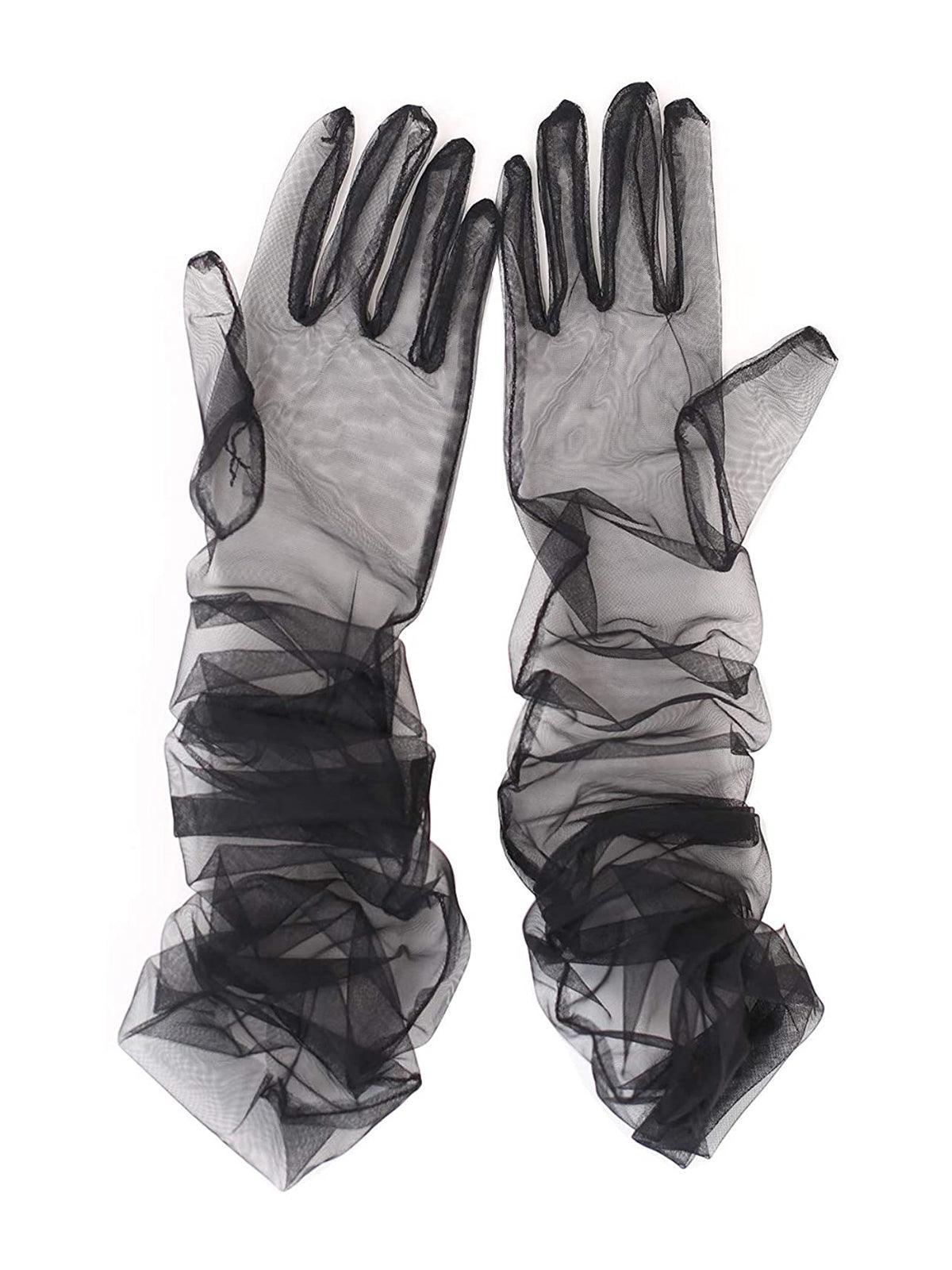 Nia Tulle Gloves In Black-Mix MIx Style