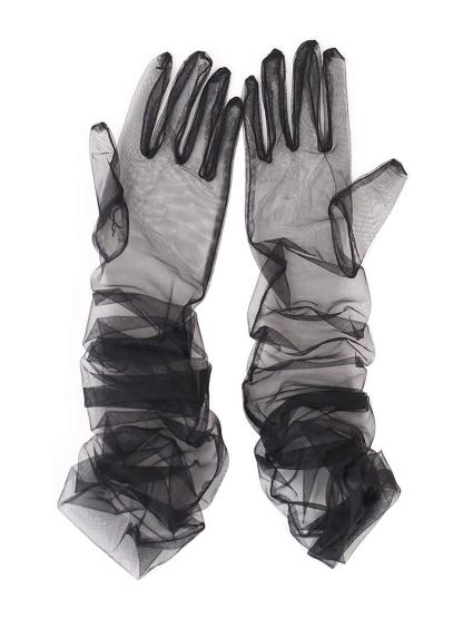 Nia Tulle Gloves In Black-Mix MIx Style