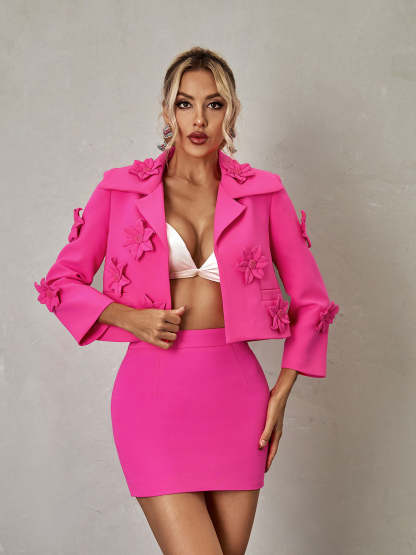 Nylah Flower Blazer Skirt Set-Mix MIx Style