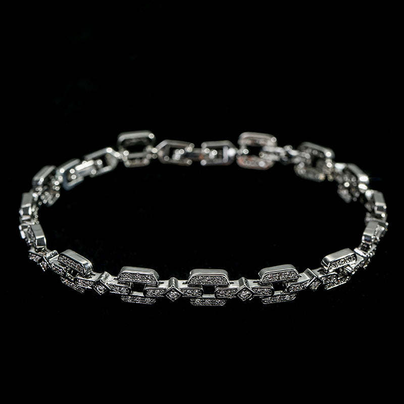 Korean retro copper micro-inlaid zircon bracelet female net red cold style bracelet super flash I-shaped starry sky bracelet wholesale-Mix MIx Style