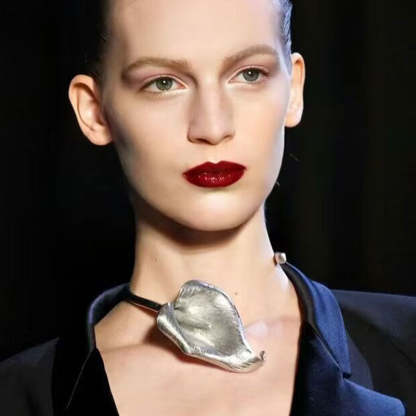 Silver Leaf Retro Pendant Luxurious 18k Gold Plated Open Necklace Jewelry | Mix Mix Style-Mix MIx Style