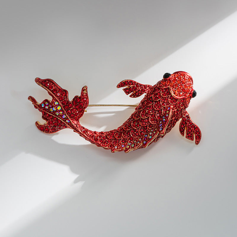 Xiliang Concubine 2024 New Fashion Year-round Fish Design Enamel Red Carp Brooch New Year Gift-Mix MIx Style