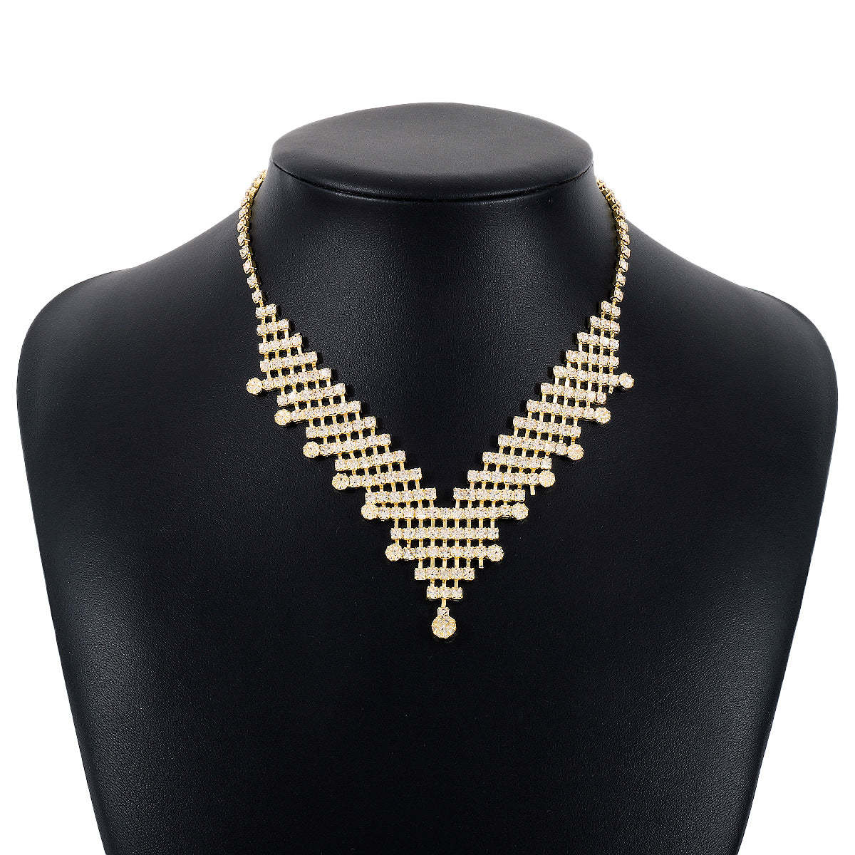 Dainty Golden Retro Classis Diamonds Elegant Triangle 18k Gold Plated Necklace Jewelry | Mix Mix Style-Mix MIx Style