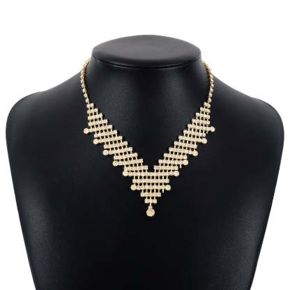 Dainty Golden Retro Classis Diamonds Elegant Triangle 18k Gold Plated Necklace Jewelry | Mix Mix Style-Mix MIx Style