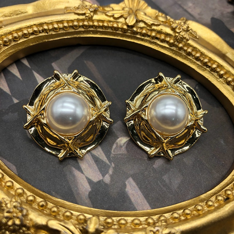 Multicolor Retro Timeless Akoya Pearls Moissanite Diamonds Elegant 18k Vermeil Gold Plated Stud Earrings | Mix Mix Style-Mix MIx Style