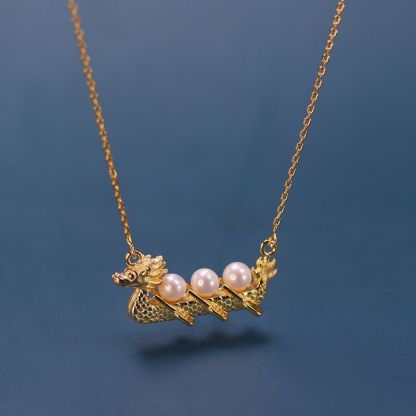 Vintage Golden Dragon Pendant Akoya Pearls Luxury 18k Gold Plated Necklace Jewelry | Mix Mix Style-Mix MIx Style