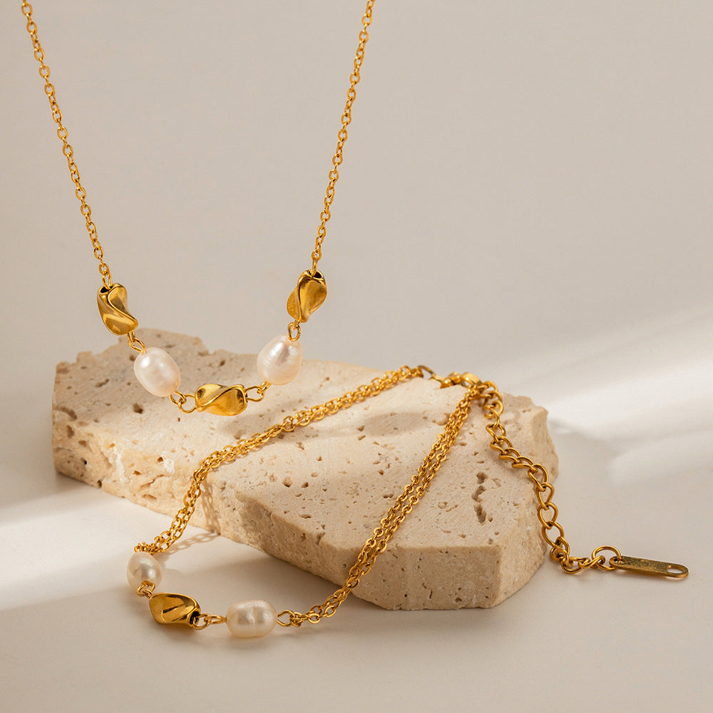 Retro 18K Gold Plated Chain Akoya Pearl Bracelet | Mix Mix Style [Hot Seller]-Mix MIx Style