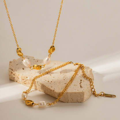 Retro 18K Gold Plated Chain Akoya Pearl Bracelet | Mix Mix Style [Hot Seller]-Mix MIx Style
