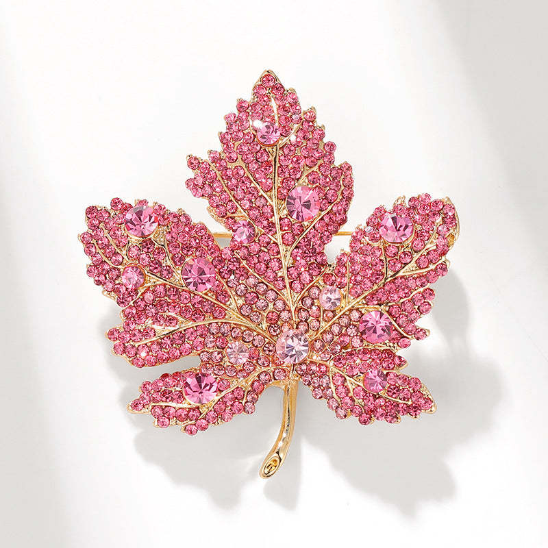 Xiliang Concubine high-end heavy-duty full diamond blue maple leaf brooch inlaid with diamond suit coat accessories corsage gift pin-Mix MIx Style