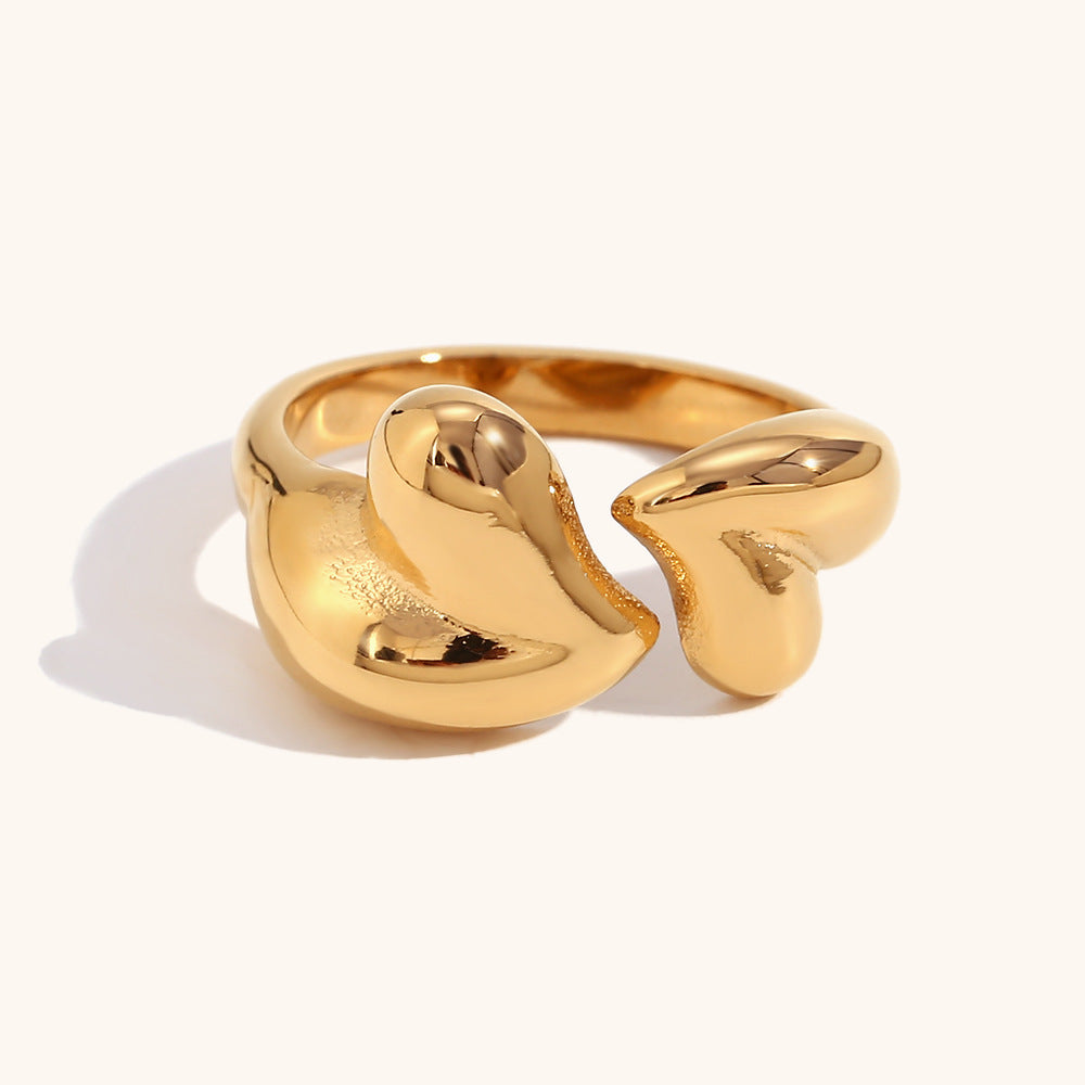 Open Heart Antique Classic Solid Elegant Dainty  18k Vermeil Gold Plated Adjustable Ring Jewelry | Mix Mix Style-Mix MIx Style