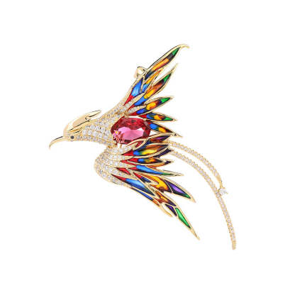 Light luxury high-end Chinese style phoenix brooch women's elegant coat corsage accessories 2022 autumn and winter new clothing-Mix MIx Style