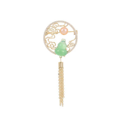 National style retro elegant temperament brooch natural freshwater pearl Fulu corsage cheongsam accessories tassel Xiangyun brooch-Mix MIx Style